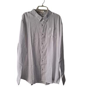 Short Fin Resort Wear White Comfort Linen Button Down Long Sleeve Shirt - XXXL